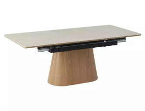 Rozkładany Ceramiczny Stół Monaco Travertine Beż Mat/dąb 160(200)x90