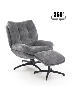 Fotel wypoczynkowy PESTOX MODERN GREY popielaty (z podnóżkiem)