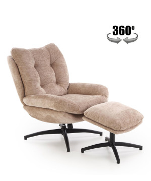Fotel wypoczynkowy PESTOX MODERN BEIGE beżowy (z podnóżkiem)