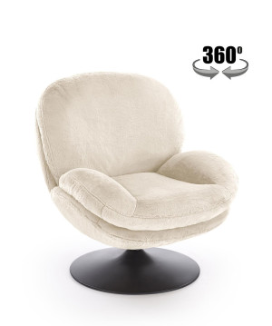 Fotel wypoczynkowy obrotowy SHELLIX MODERN CREAM kremowy