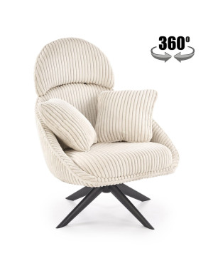 Fotel wypoczynkowy obrotowy MERRIX MODERN CREAM kremowy
