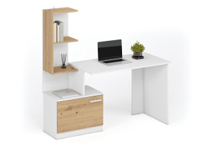 Biurko z nadstawką Mison Office 144 biały/dąb artisan