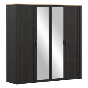 Szafa z lustrem 220 cm Chisbury BHLS941 Meble Forte czarny