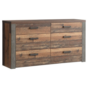 Komoda z 6 szufladami 156 cm Clif NLKK221 old wood vintage beton