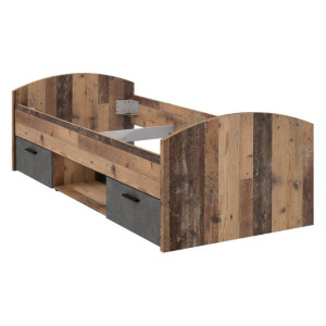 Łóżko młodzieżowe 90x200 cm Clif WNL09 old wood vintage beton