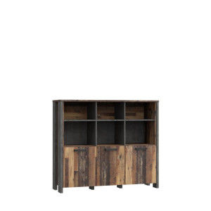Niski regał loft Clif CLFR331 old wood vintage beton