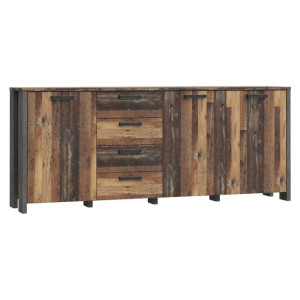 Długa komoda do salonu Clif CLFK243R old wood vintage beton