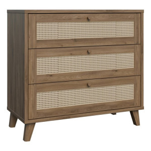 Komoda 90 cm Glenkeen GLKK212 dąb valencia/rattan naturalny