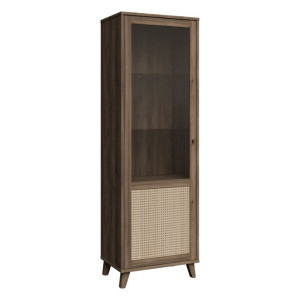 Witryna 65 cm Glenkeen GLKV712L dąb valencia/rattan naturalny