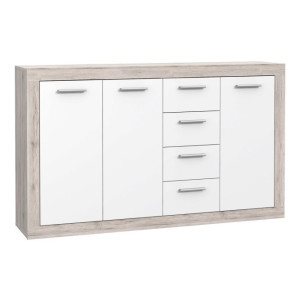Komoda z szufladami 150 cm Baccio BCCK241 biały/dąb piaskowy