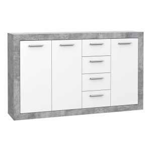 Komoda z szufladami 150 cm Baccio BCCK241 biały/beton jasnoszary