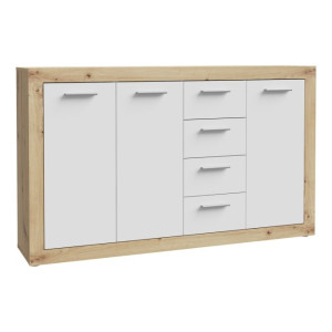 Komoda z szufladami 150 cm Baccio BCCK241 biały/dąb artisan