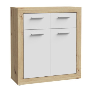 Mała komoda 80 cm Baccio BCCK221 biały/dąb artisan
