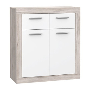 Mała komoda 80 cm Baccio BCCK221 biały/dąb piaskowy