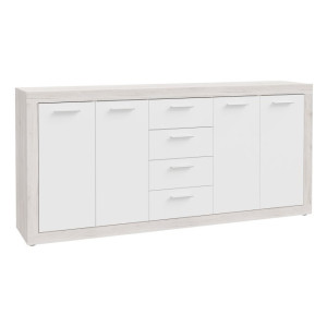 Szeroka komoda 200 cm Baccio BCCK251 biały/dąb piaskowy