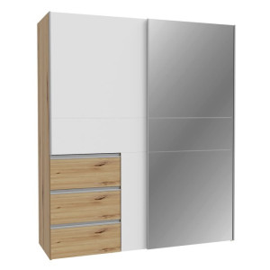 Szafa przesuwna z lustrem 170 cm Winn 2 W2QS8233S dąb artisan/biały