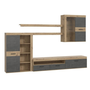 Meblościanka Zumba ZMBM014LB dąb artisan/beton ciemnoszary