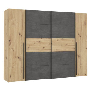 Szafa przesuwna 270 cm Narago NRGS82511 dąb artisan/beton
