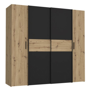 Szafa przesuwna 200 cm Narago KLTS62322 dąb artisan/czarny
