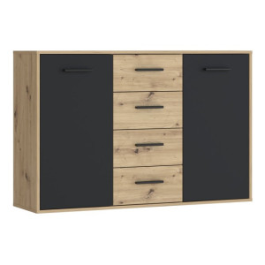 Komoda z szufladami 120 cm Antuza NTU231 czarny/dąb artisan