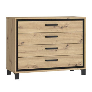 Komoda z 4 szufladami Trondheim TDHK211 dąb artisan/dąb czarny