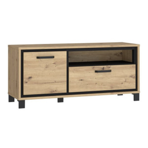 Szafka RTV 130 cm Trondheim TDHT221L dąb artisan/dąb czarny