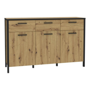 Komoda 140 cm do salonu Kirikus KUSK233 dąb artisan/czarny