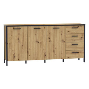 Komoda 180 cm na nóżkach Kirikus KUSK243 dąb artisan/czarny