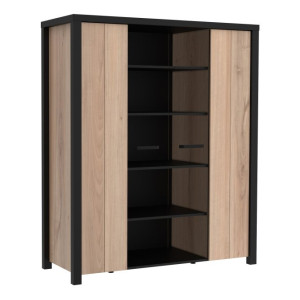Witryna 130 cm do salonu Black Hill BLHV5311 śliwa comano/czarny