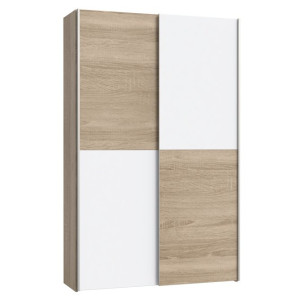 Szafa przesuwna dwudrzwiowa 120 cm Ozzula OZLS62237 dąb sonoma/biały