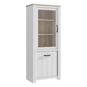 Wąska witryna prowansalska 80 cm Elara ERXV711L biały/dąb bianco