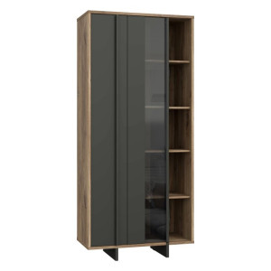 Witryna nowoczesna 90 cm Jokkaz JKZV721L dąb flagstaff/czarny