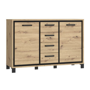 Komoda loft 140 cm Trondheim TDHK233 dąb artisan/dąb czarny JWR