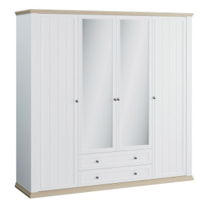 Szafa z lustrem 220 cm Pontypool PNTS941 biały/dąb riva