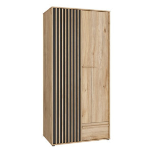 Dwudrzwiowa szafa ubraniowa 93 cm Arank AXKS921L dąb mauvella/czarny