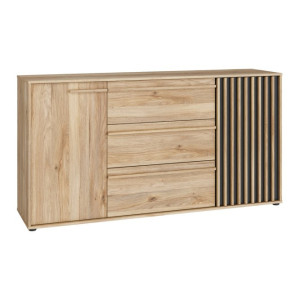Komoda z szufladami 160 cm Arank AXKK231L dąb mauvella/czarny