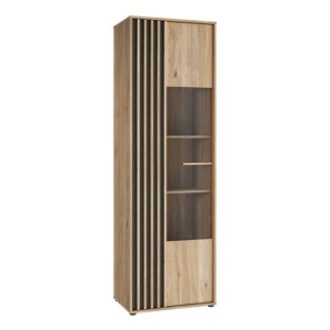 Wąska witryna 65 cm Arank AXKV821L dąb mauvella/czarny