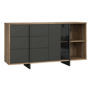 Komoda z szufladami 160 cm Jokkaz JKZK221L dąb flagstaff/czarny