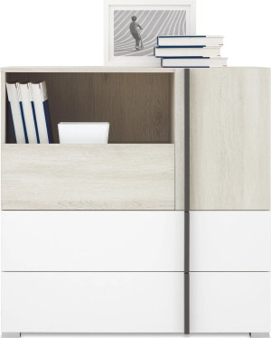 Komoda Remo RM8 Dąb Wilton / Biały Lux / Antracyt Meblar
