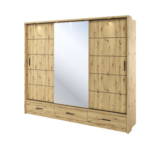 Szafa przesuwna 250 cm z lustrem Arti AR-01 Dąb Artisan Lenart