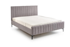 Łóżko tapicerowane FORLI 160x200 z eleganckim zagłówkiem jasnoszare