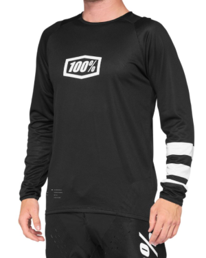 Koszulka męska 100% R-CORE długi rękaw black/white