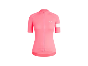 Damska koszulka rowerowa Rapha Core Fluorescencyjny różowy