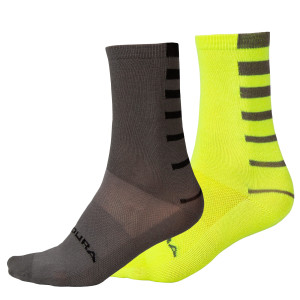 ENDURA Skarpetki Coolmax® Stripe 2-p Żółty Hi-Viz