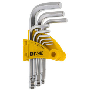 Zestaw kluczy imbusowych kulistych Drel DR-IKB-2209 1,5-10mm 9szt. - krótkie