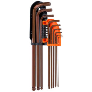 Zestaw kluczy imbusowych kulistych Jufisto IKB-2409 stal S2 1,5-10mm 9szt. - bardzo długie