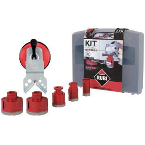 Zestaw wierteł koronowych 'Rubi 06968' DRYGRES 28 - 68mm (5szt.) + prowadnica - na sucho