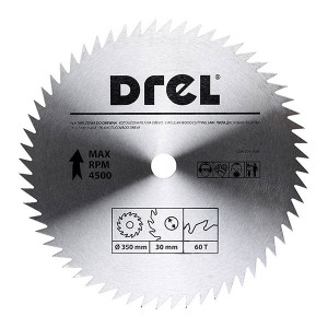 Piła tarczowa do drewna Drel TCV-3506 (bez spieku) 350mm x 30 x 60 zębów
