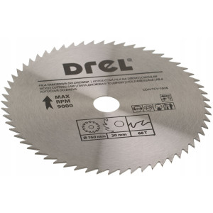 Piła tarczowa do drewna Drel TCV-1606 (bez spieku) 160mm x 20 x 60 zębów