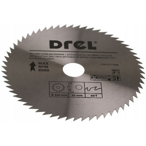 Piła tarczowa do drewna Drel TCV-2006 (bez spieku) 200mm x 30 x 60 zębów